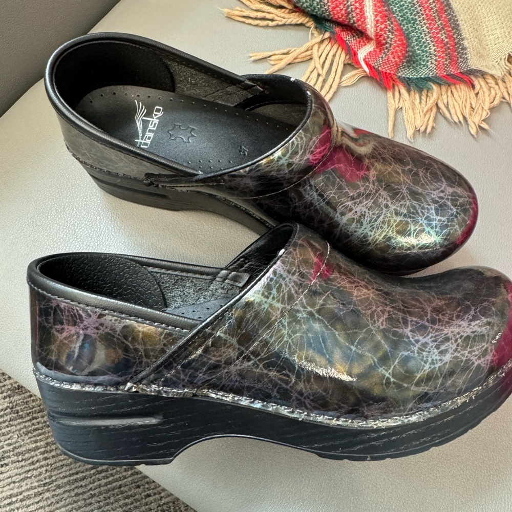 Dansko Women's Iridescent Multi-Tone Leather Clogs - Black Base